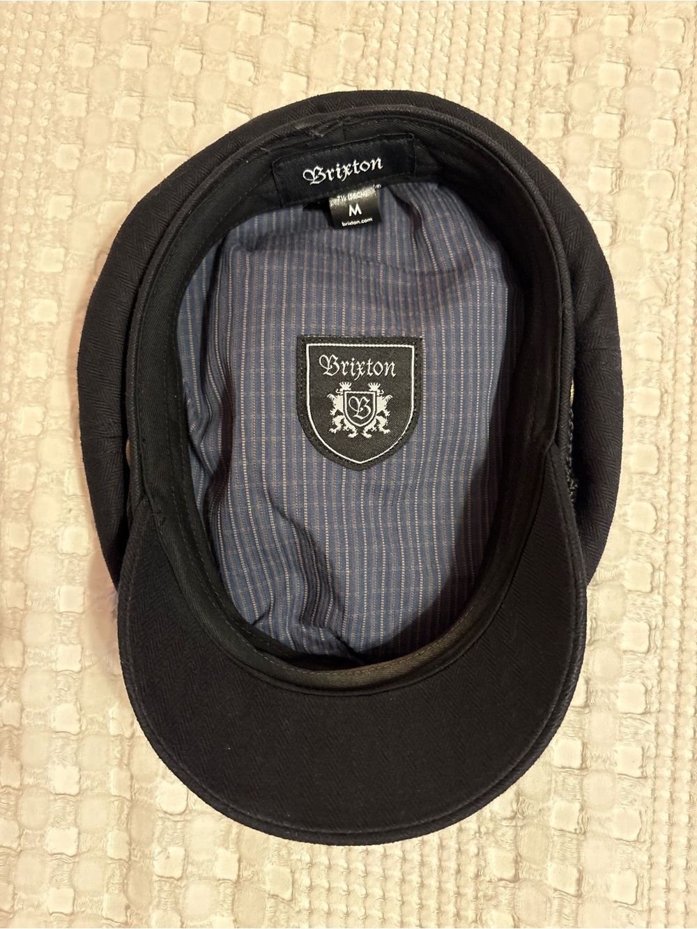 Brixton Fiddler Cap Black with Striped Lining - Medium